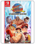 Street Fighter 30th Anniversary Switch cover with iconic fighters like Ryu, Chun-Li, and Ken from classic arcade titles.