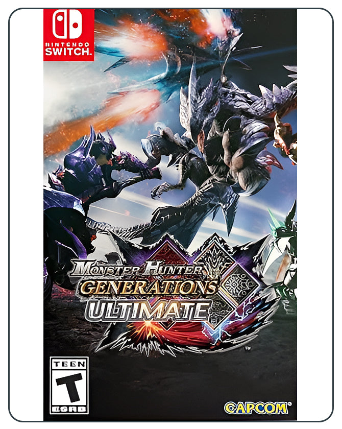 Monster Hunter Generations Ultimate Nintendo Switch cover featuring epic monster battles and action RPG artwork