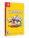 Cuphead Switch cover showing retro cartoon-style Cuphead and Mugman ready for boss battles in a hand-drawn universe.