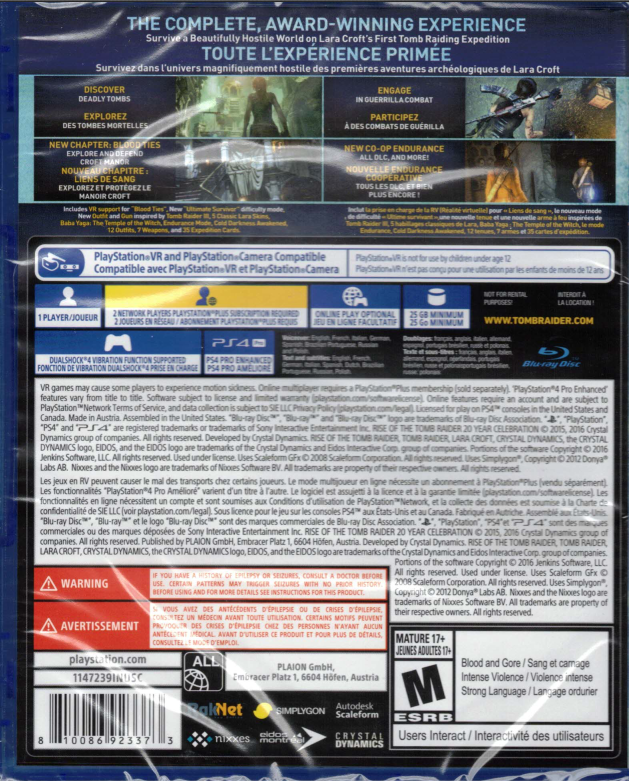 Rise of the Tomb Raider: 20 Year Celebration (Sony PlayStation 4, 2016)1