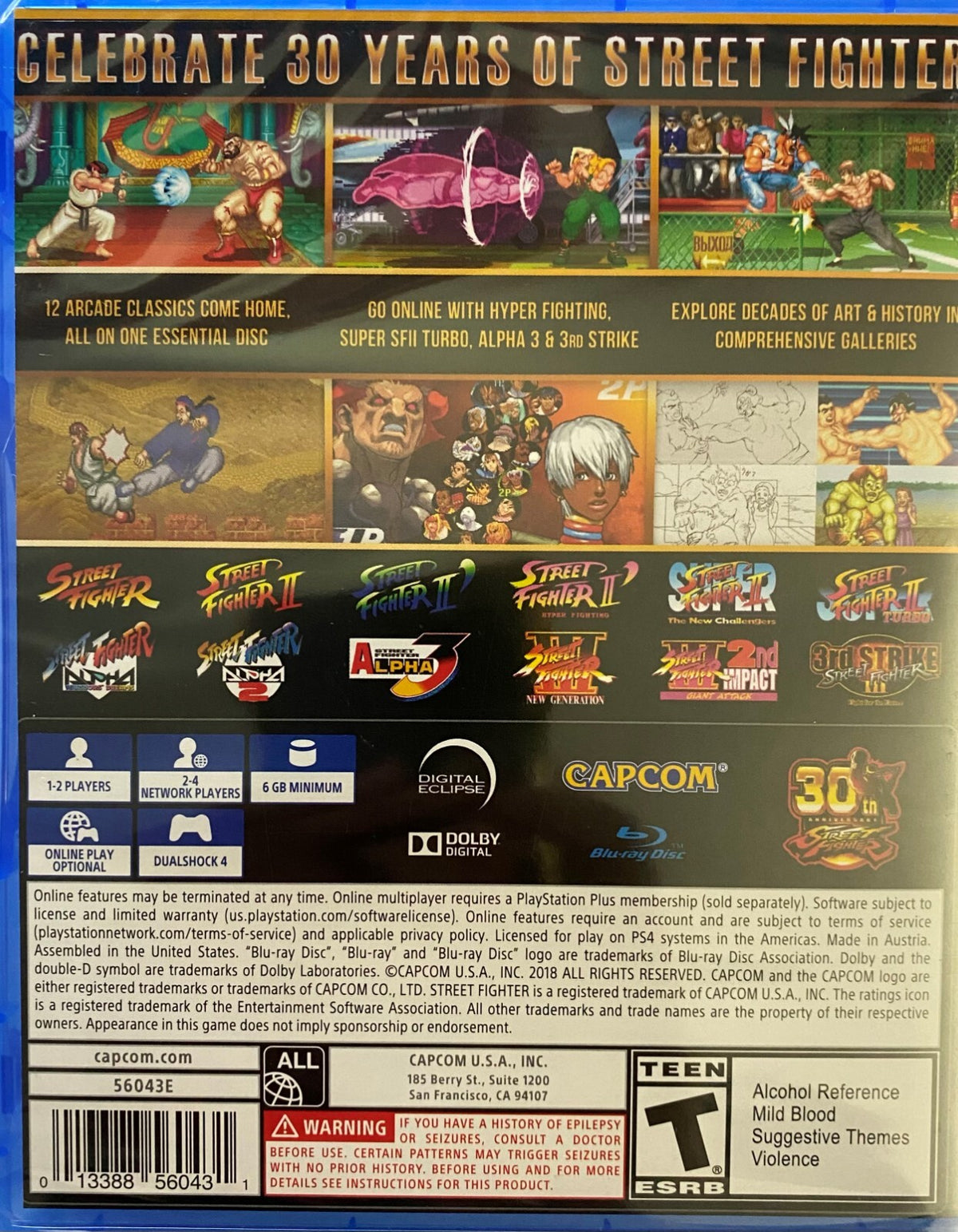 PS4 Street Fighter - 30th Anniversary Collection (Sony PlayStation 4, 2018) MISP1