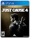 Just Cause 4 Gold Edition PS4 cover showing Rico Rodriguez with a grappling hook amid explosions and stormy action scenes.
