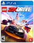 Lego 2K Drive PS4 cover showing customizable Lego cars racing through colorful environments filled with stunts and fun.