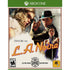 L.A. Noire Xbox One cover showing a detective in fedora aiming a gun, set against a noir backdrop of 1940s Los Angeles crime.