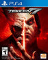 Tekken 7 PS4 cover art with dramatic close-up of Heihachi and Kazuya in fiery red tones, hinting at epic fighting battles.