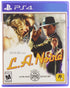 L.A. Noire PS4 cover featuring a classic noir detective with a gun, solving crimes in 1940s Los Angeles underworld.
