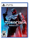 RoboCop: Rogue City PS5 cover showing RoboCop standing with gun drawn in a dystopian city, ready for action and justice.