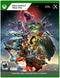 Exoprimal Xbox Series X cover showing armored exosuit soldiers battling a swarm of dinosaurs in a futuristic city setting.