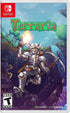Terraria Switch cover showing pixel-art characters exploring underground caverns and building in an open sandbox world.