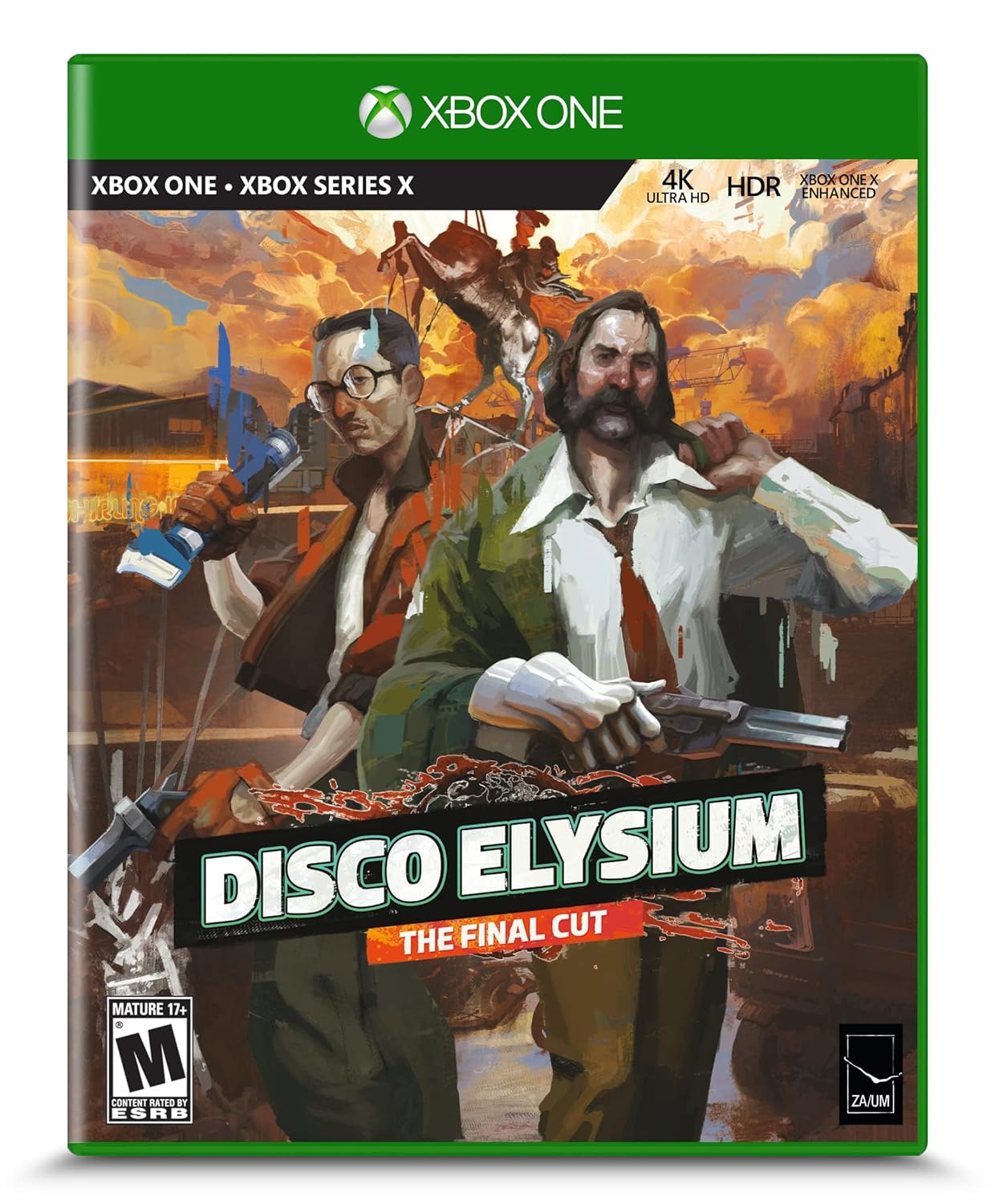 Disco Elysium Final Cut Xbox One cover with stylized detective artwork, highlighting deep RPG narrative and investigation.