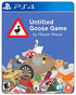 PS4 cover for Untitled Goose Game with a cartoon goose holding a bell, symbolizing quirky and mischievous gameplay.