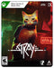 Stray Xbox cover with orange cat and glowing neon cityscape, blending adventure with cyberpunk mystery.
