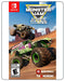Monster Jam Steel Titans Switch cover with massive monster trucks performing stunts and racing in dirt-packed arenas.