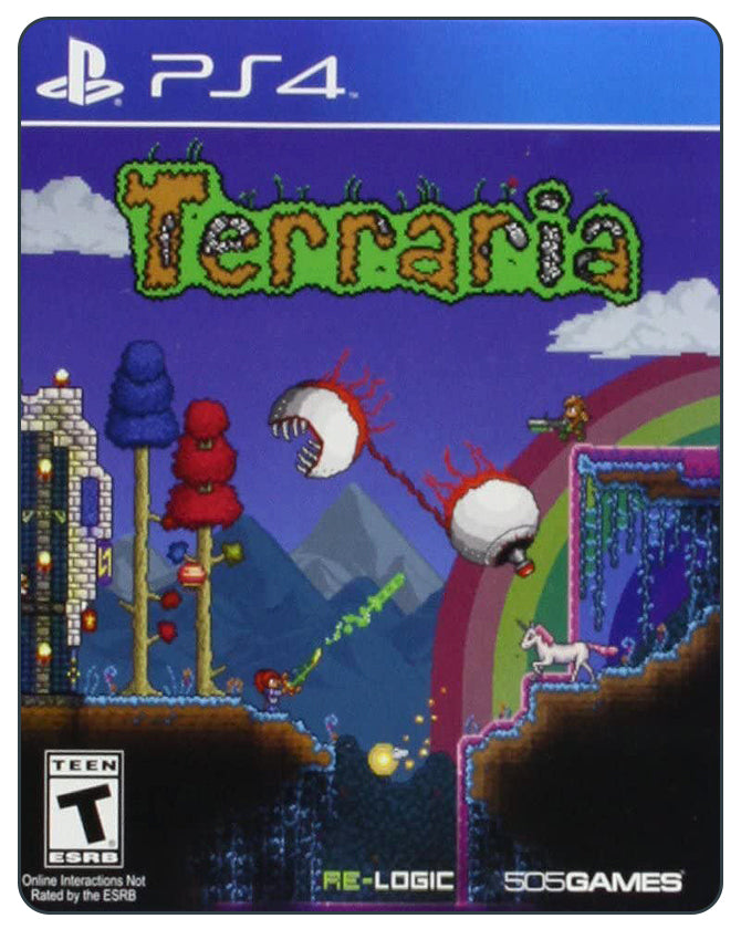 Terraria for PlayStation 4 – 2D sandbox adventure game with crafting, exploration, building, and epic boss battles.