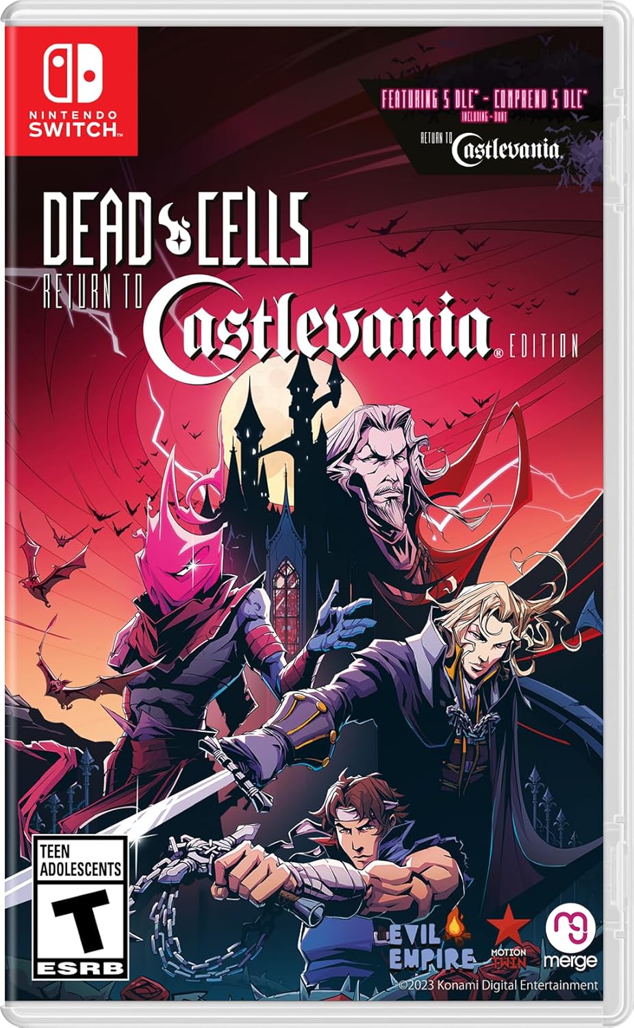 Dead Cells: Return to Castlevania Switch cover with pixel-style hero battling gothic monsters in Dracula’s haunted castle.