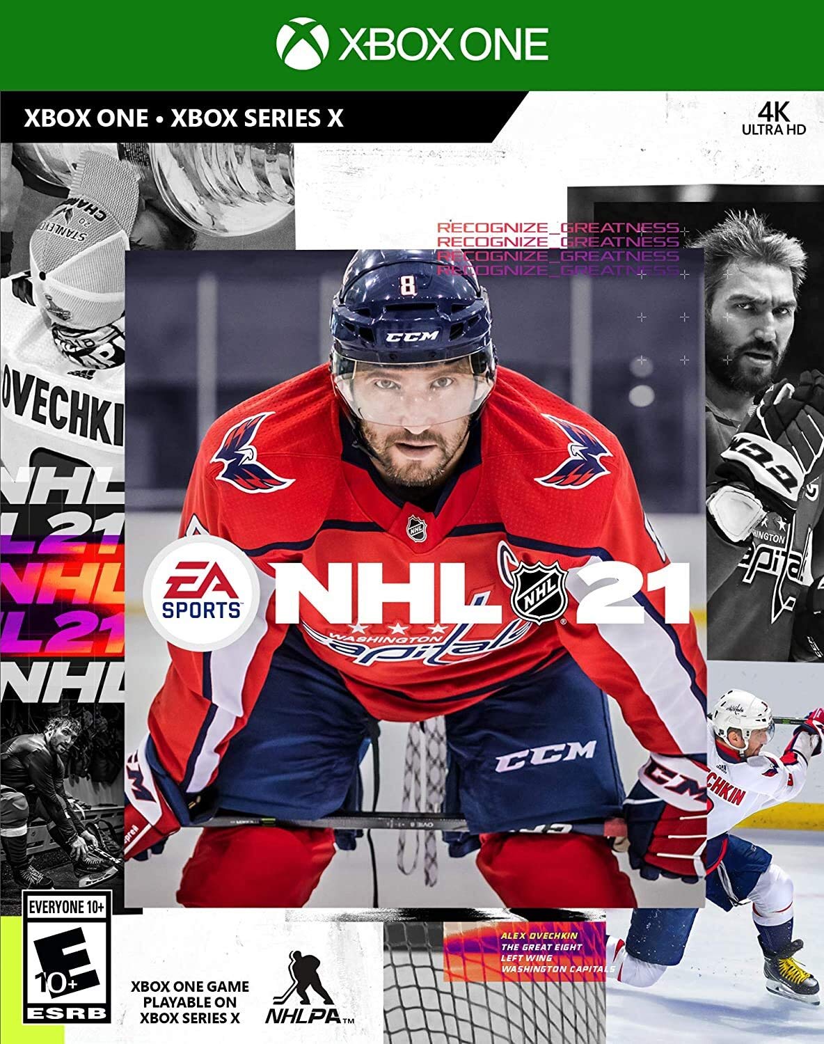 NHL 21 Xbox One game cover featuring pro hockey action with star athlete and dynamic on-ice gameplay visuals
