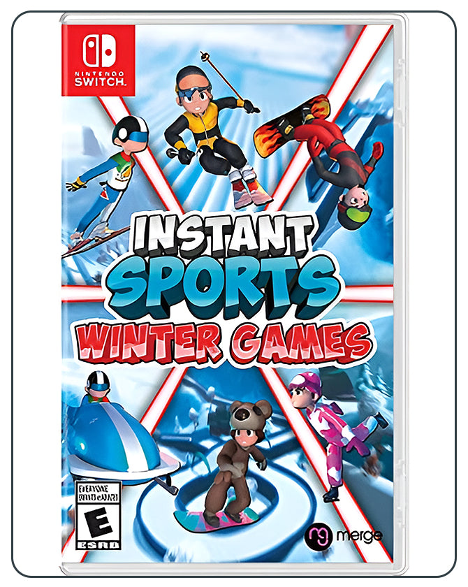 Instant Sports Winter Games Switch cover showing colorful cartoon athletes skiing, snowboarding, and skating events.
