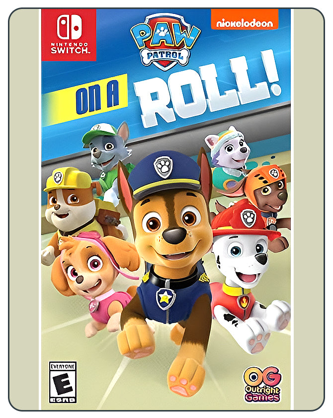 Paw Patrol: On a Roll Switch cover with animated rescue pups ready for missions, appealing to young fans of the TV series.