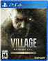 Resident Evil: Village Gold Edition PS4 cover featuring Ethan Winters and a looming werewolf in a snowy horror setting.