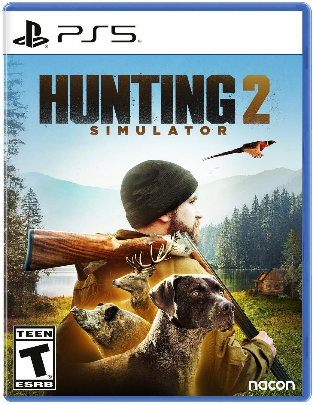 Hunting Simulator 2 PS5 cover showing a hunter and dog in the wild, ready to explore realistic outdoor environments and wildlife.