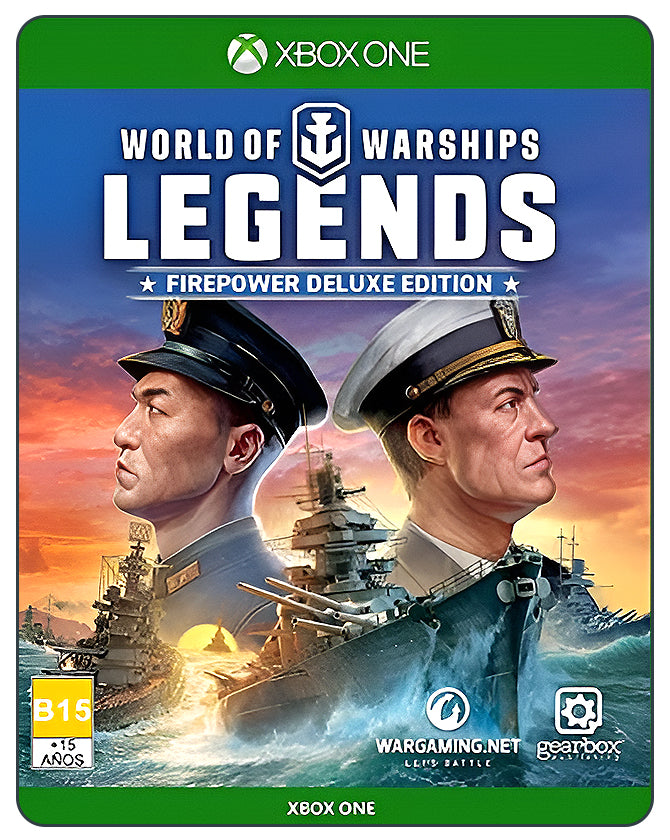 World of Warships Legends Firepower Deluxe Edition for Xbox One – naval combat game with powerful ships and battles.