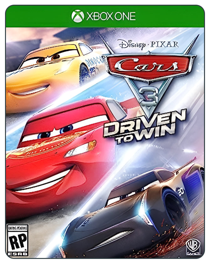 Cars 3: Driven to Win for Xbox One – high-speed racing game featuring Lightning McQueen and friends in thrilling tracks.