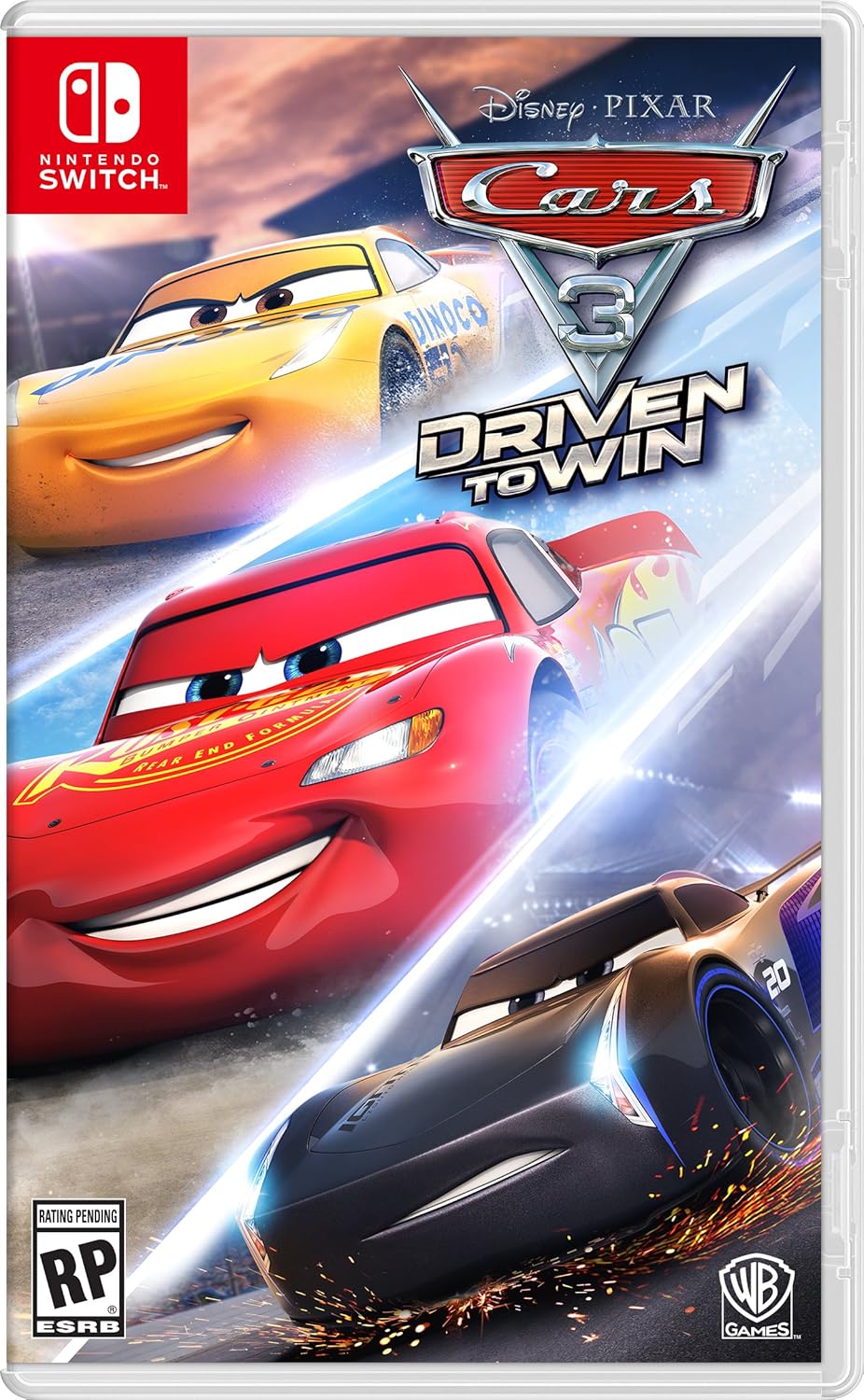Cars 3: Driven to Win PS4 cover showing Lightning McQueen racing through dynamic tracks in an action-packed racing game.